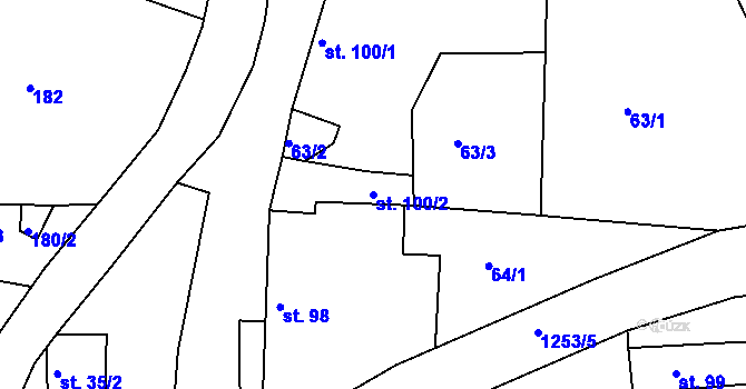 Parcela st. 100/2 v KÚ Stupava, Katastrální mapa
