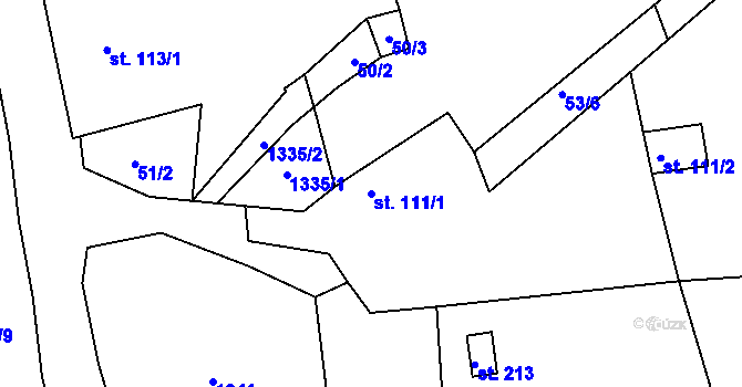 Parcela st. 111/1 v KÚ Stupava, Katastrální mapa