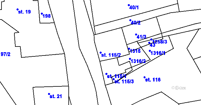 Parcela st. 115/2 v KÚ Stupava, Katastrální mapa