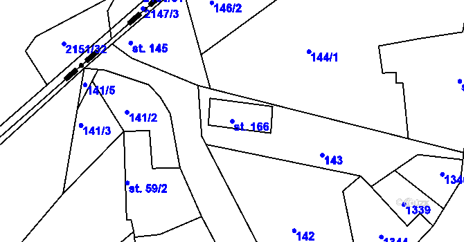 Parcela st. 166 v KÚ Stupava, Katastrální mapa