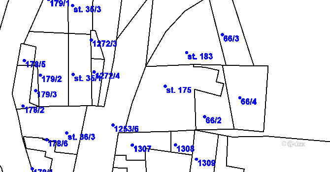 Parcela st. 175 v KÚ Stupava, Katastrální mapa