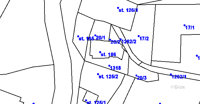 Parcela st. 186 v KÚ Stupava, Katastrální mapa