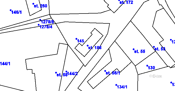 Parcela st. 188 v KÚ Stupava, Katastrální mapa