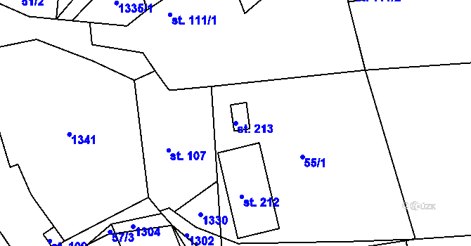 Parcela st. 213 v KÚ Stupava, Katastrální mapa