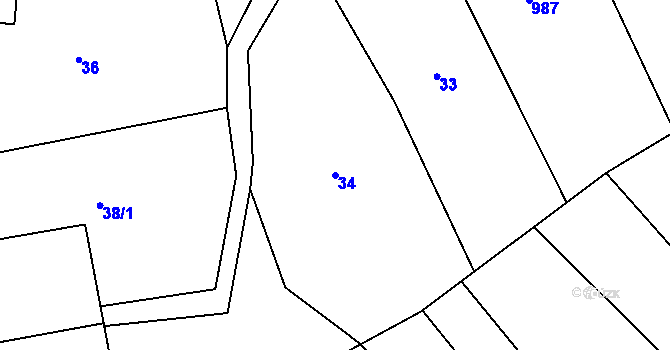 Parcela st. 34 v KÚ Stupava, Katastrální mapa