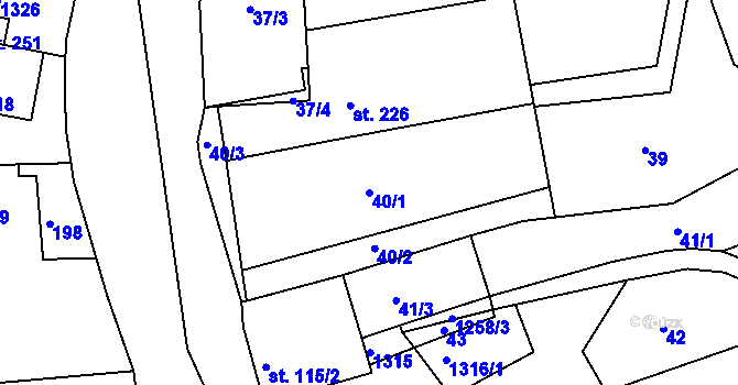 Parcela st. 40/1 v KÚ Stupava, Katastrální mapa