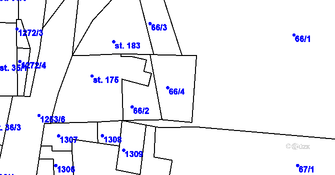 Parcela st. 66/4 v KÚ Stupava, Katastrální mapa