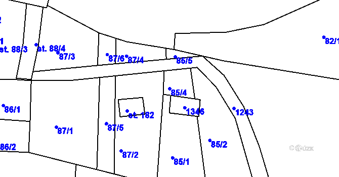 Parcela st. 85/4 v KÚ Stupava, Katastrální mapa