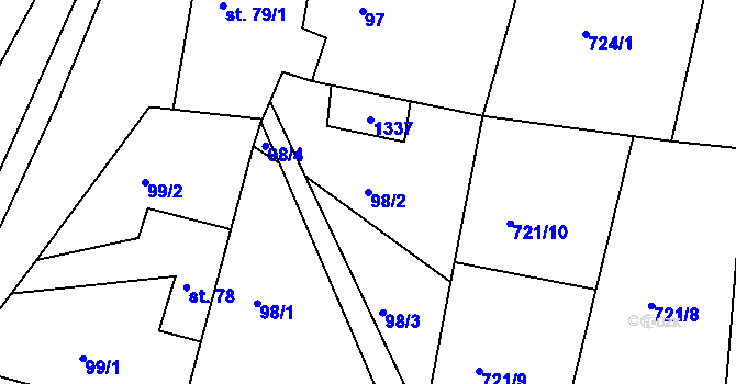 Parcela st. 98/2 v KÚ Stupava, Katastrální mapa