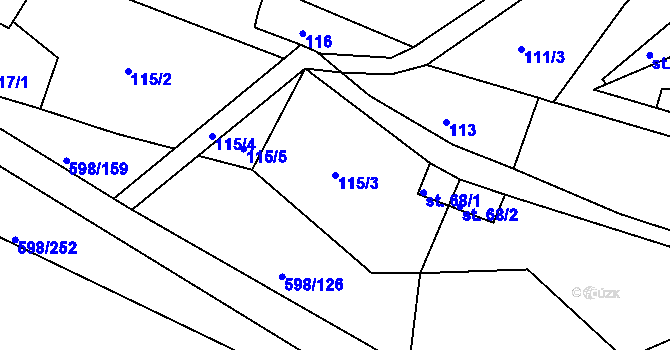 Parcela st. 115/3 v KÚ Stupava, Katastrální mapa