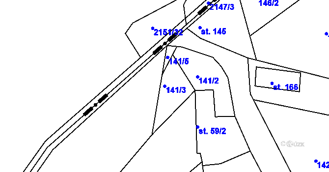Parcela st. 141/3 v KÚ Stupava, Katastrální mapa