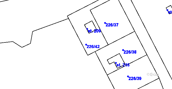 Parcela st. 226/42 v KÚ Stupava, Katastrální mapa