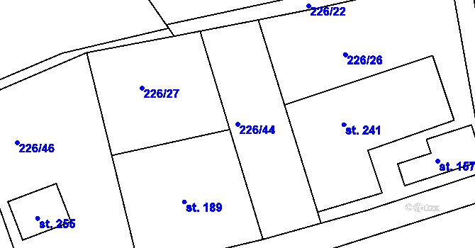 Parcela st. 226/44 v KÚ Stupava, Katastrální mapa