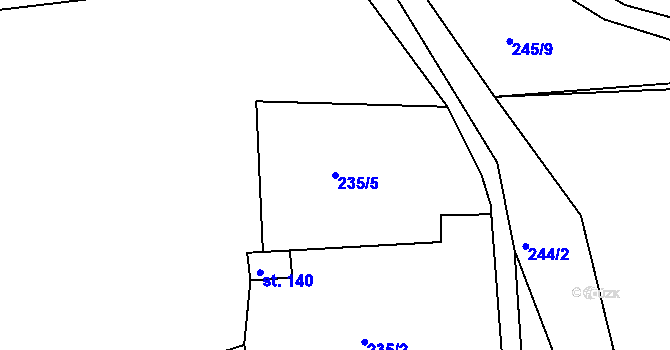 Parcela st. 235/5 v KÚ Stupava, Katastrální mapa