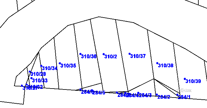 Parcela st. 310/2 v KÚ Stupava, Katastrální mapa