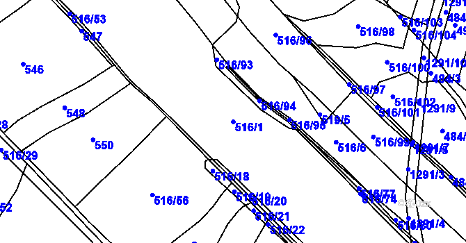 Parcela st. 516/1 v KÚ Stupava, Katastrální mapa