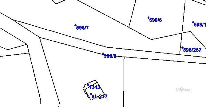 Parcela st. 598/8 v KÚ Stupava, Katastrální mapa