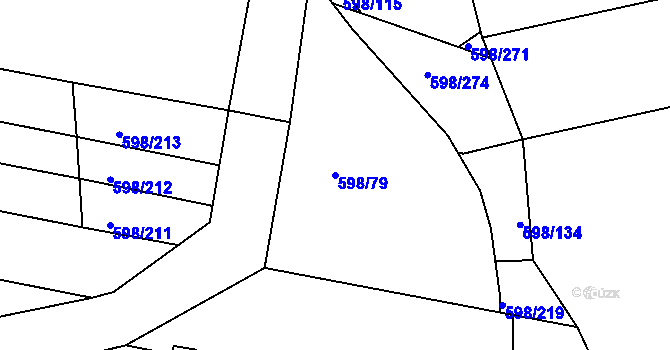Parcela st. 598/79 v KÚ Stupava, Katastrální mapa