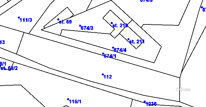 Parcela st. 674/1 v KÚ Stupava, Katastrální mapa