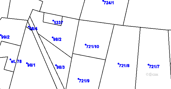 Parcela st. 721/10 v KÚ Stupava, Katastrální mapa