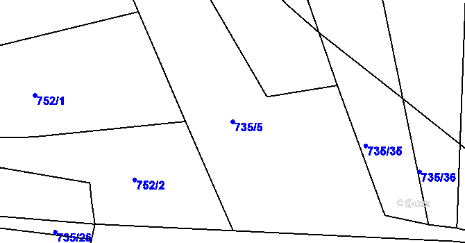 Parcela st. 735/5 v KÚ Stupava, Katastrální mapa