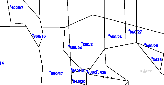 Parcela st. 860/2 v KÚ Stupava, Katastrální mapa