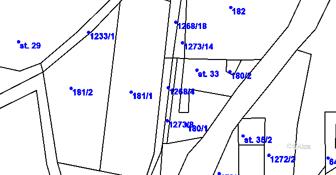 Parcela st. 1268/4 v KÚ Stupava, Katastrální mapa