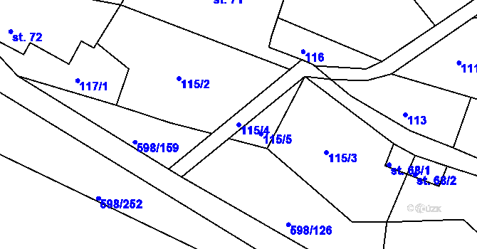 Parcela st. 115/4 v KÚ Stupava, Katastrální mapa