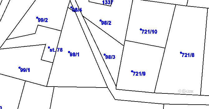 Parcela st. 98/3 v KÚ Stupava, Katastrální mapa