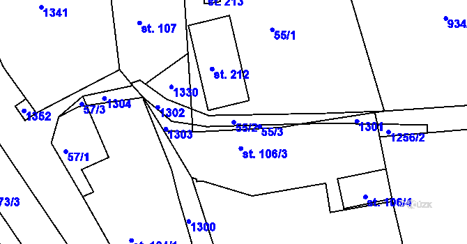 Parcela st. 55/2 v KÚ Stupava, Katastrální mapa