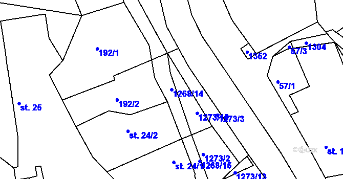Parcela st. 1268/14 v KÚ Stupava, Katastrální mapa