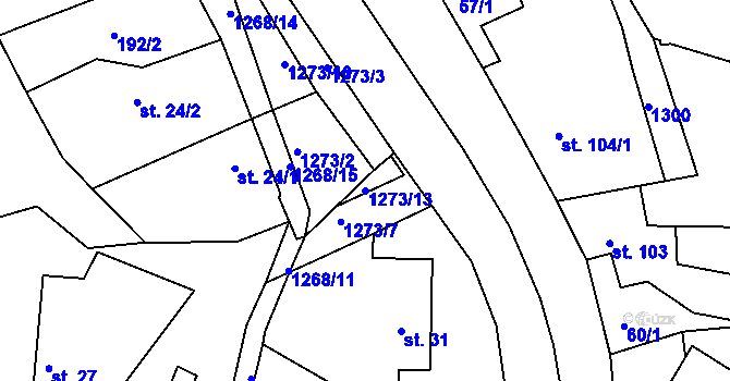 Parcela st. 1273/13 v KÚ Stupava, Katastrální mapa