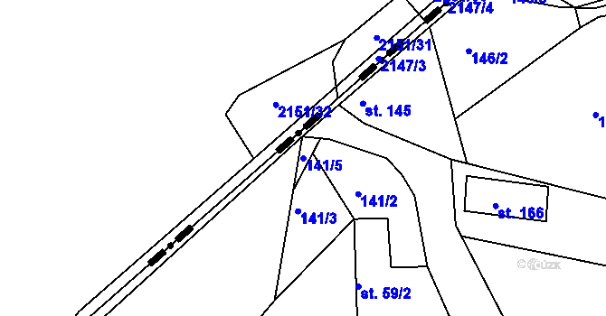 Parcela st. 141/5 v KÚ Stupava, Katastrální mapa
