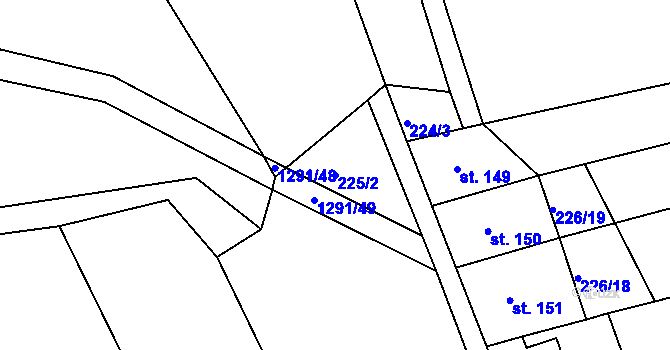 Parcela st. 225/2 v KÚ Stupava, Katastrální mapa