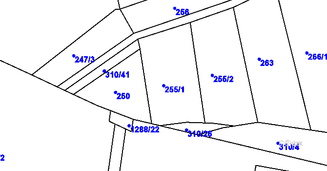 Parcela st. 255/1 v KÚ Stupava, Katastrální mapa