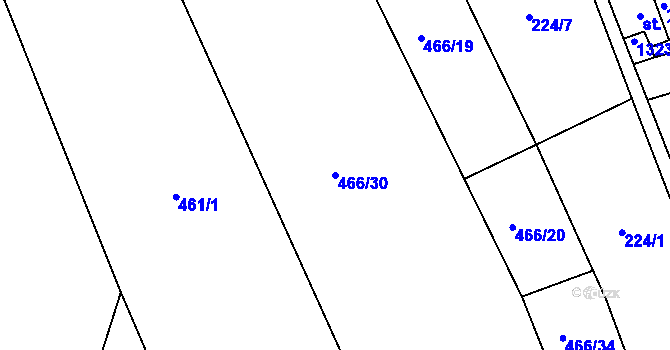 Parcela st. 466/30 v KÚ Stupava, Katastrální mapa