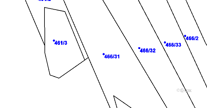 Parcela st. 466/31 v KÚ Stupava, Katastrální mapa