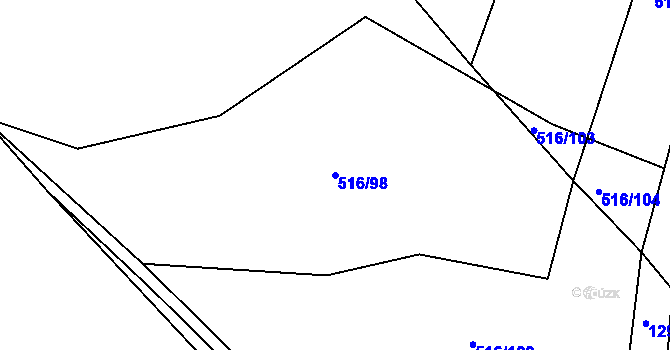 Parcela st. 516/98 v KÚ Stupava, Katastrální mapa