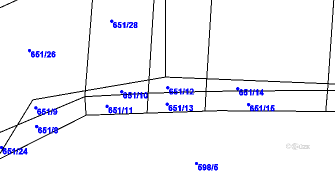 Parcela st. 651/12 v KÚ Stupava, Katastrální mapa