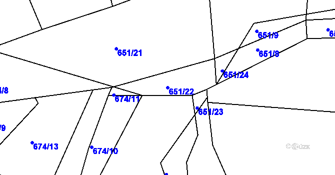 Parcela st. 651/22 v KÚ Stupava, Katastrální mapa