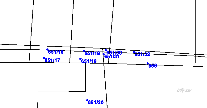 Parcela st. 651/31 v KÚ Stupava, Katastrální mapa