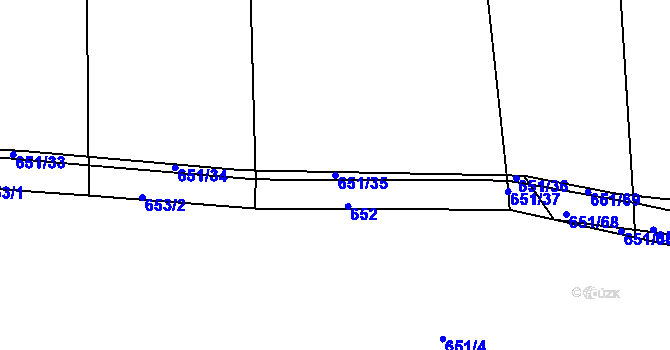 Parcela st. 651/35 v KÚ Stupava, Katastrální mapa
