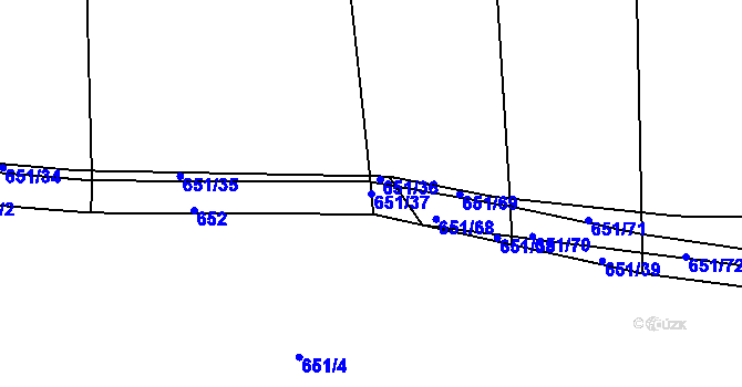 Parcela st. 651/37 v KÚ Stupava, Katastrální mapa