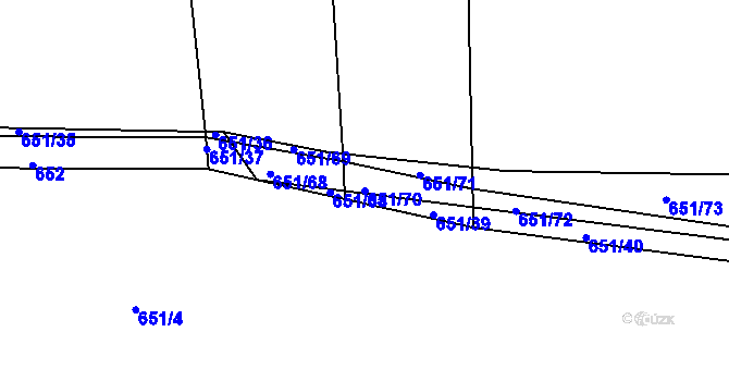 Parcela st. 651/70 v KÚ Stupava, Katastrální mapa