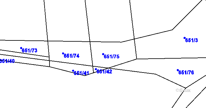 Parcela st. 651/75 v KÚ Stupava, Katastrální mapa