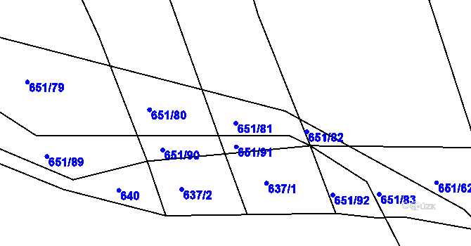 Parcela st. 651/81 v KÚ Stupava, Katastrální mapa