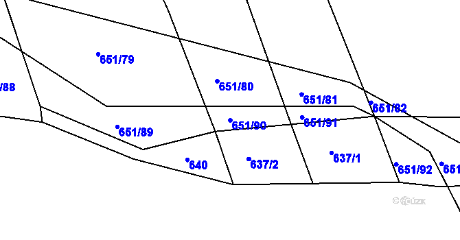 Parcela st. 651/90 v KÚ Stupava, Katastrální mapa