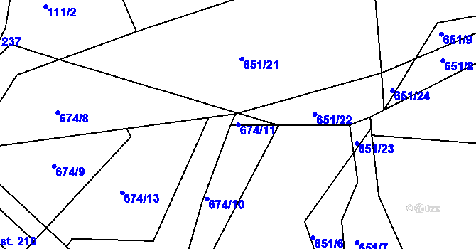 Parcela st. 674/11 v KÚ Stupava, Katastrální mapa