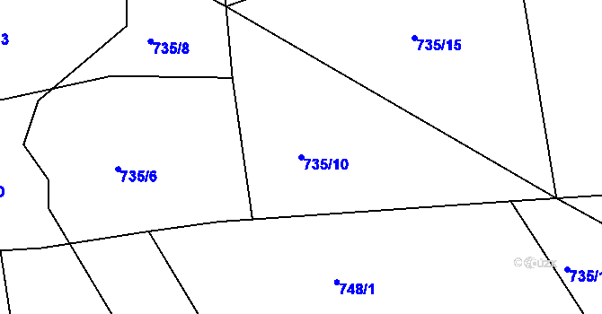 Parcela st. 735/10 v KÚ Stupava, Katastrální mapa