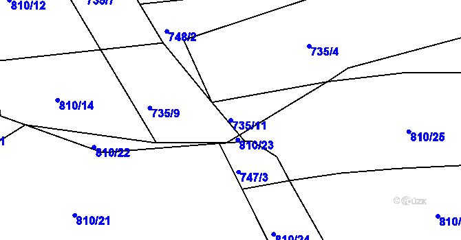 Parcela st. 735/11 v KÚ Stupava, Katastrální mapa